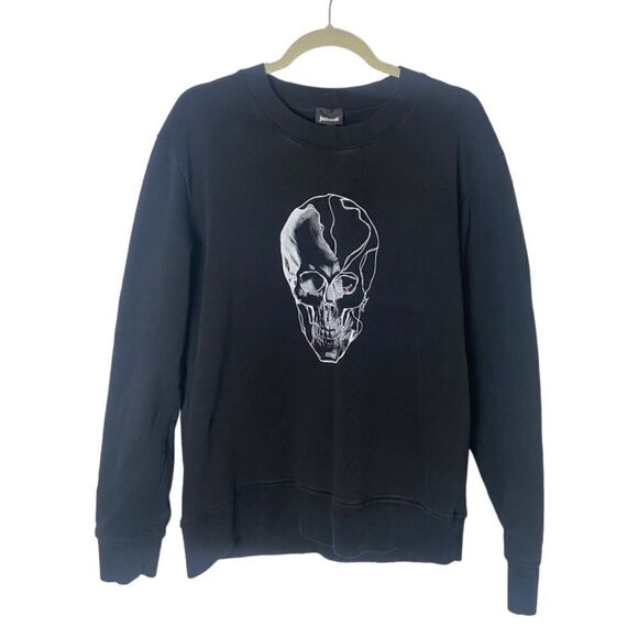 Just Cavalli by Roberto Cavalli black skull sweatshirt SZ L - Picture 1 of 5